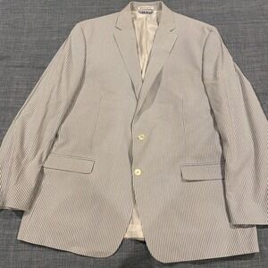 Ralph Lauren Seersucker Stripe Blazer Sport Coat Jacket Mens 46L